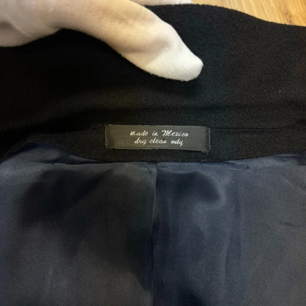 Cezani Black Wool Long Coat Peacoat 44L
